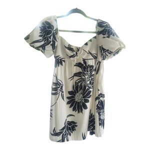 New Zara Floral White & Black Mini Dress size L